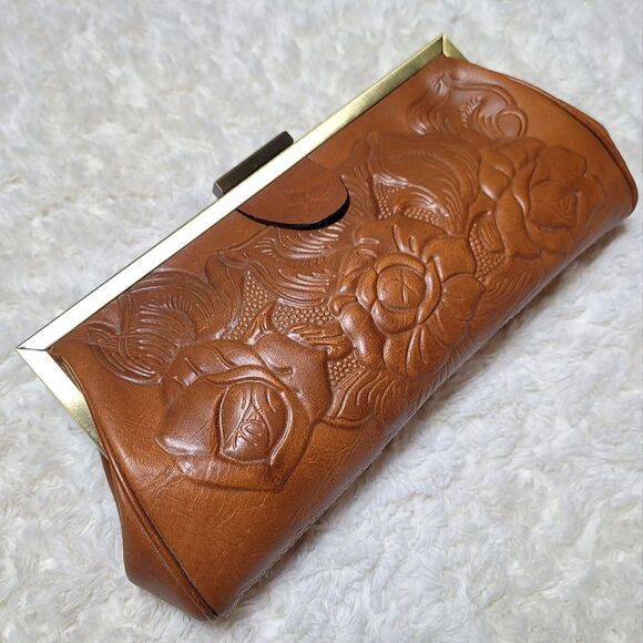 Patricia Nash Athena Floral Embossed Italian Leather Clutch - Florance - Picture 2 of 10